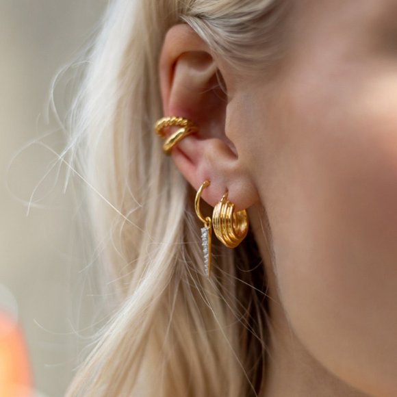 *NEW 925 Sterling Silver Textured Hoop Earrings C - Picture 2 of 7